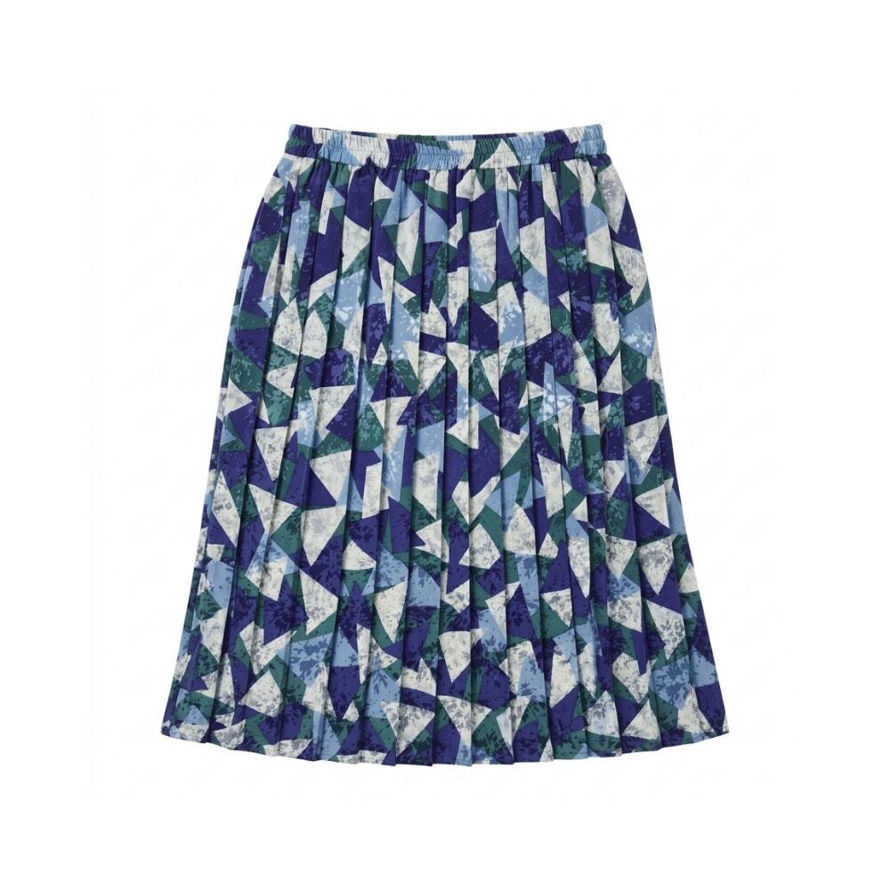 Andrea Gayle Collections Vintage Geometric Print Midi Skirt Blue Green 1X 1980s